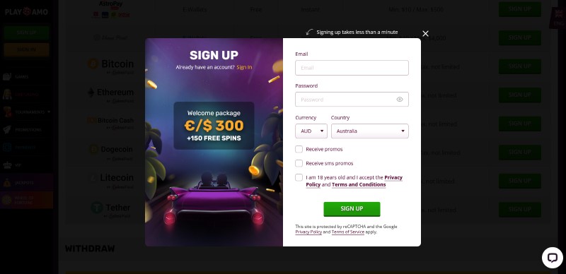 Register with an online casino